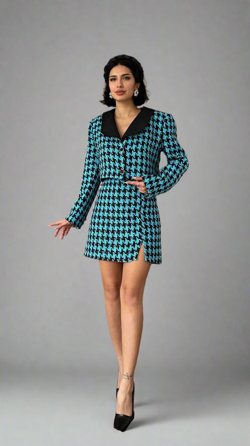 Double Buttoned Jacket And Mini Skirt Set