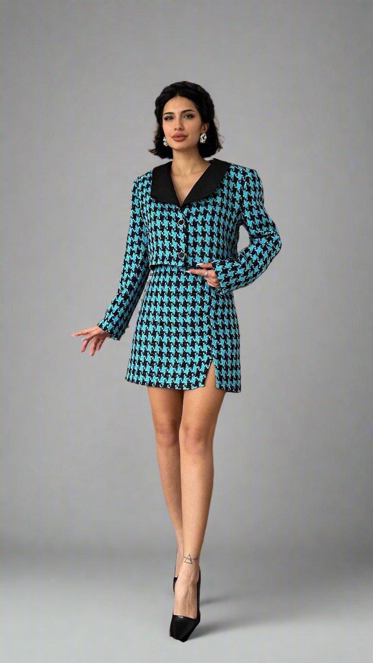 Gaiia Double Buttoned Jacket & Mini Skirt Set