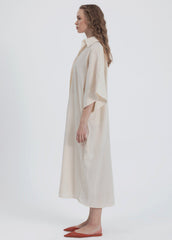 Gaiia Belted White Shirt Dress - Beige