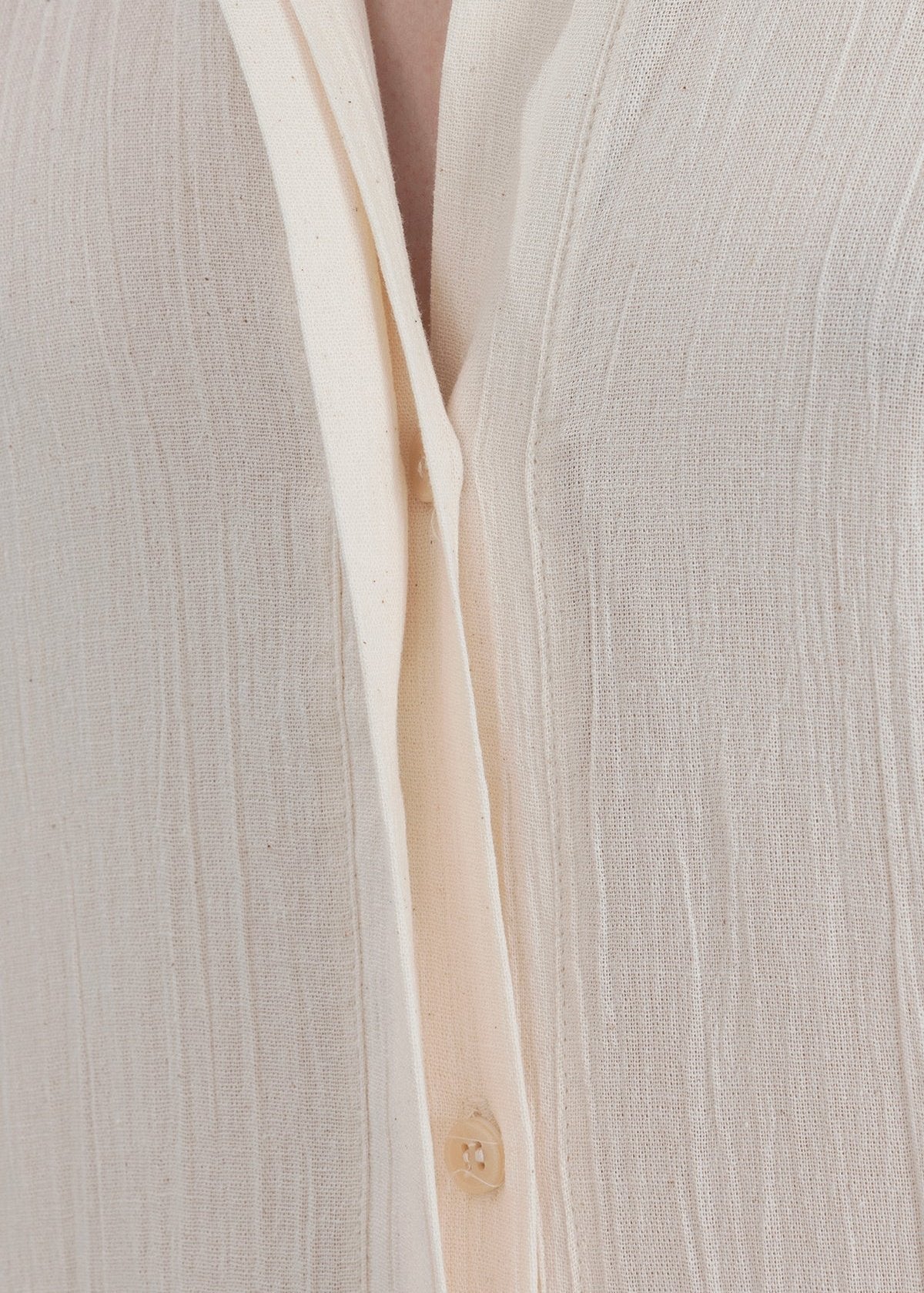 Gaiia Belted White Shirt Dress - Beige