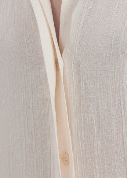 Gaiia Belted White Shirt Dress - Beige