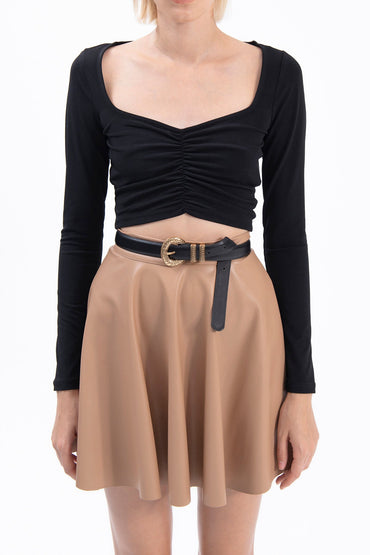 Gaiia Black Long Sleeve Crop Top