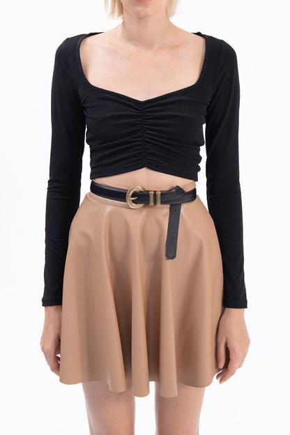 Gaiia Black Long Sleeve Crop Top