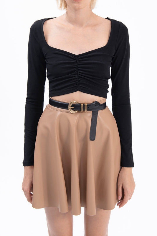 Gaiia Black Long Sleeve Crop Top