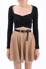 Gaiia Black Long Sleeve Crop Top