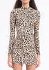 Women Long Sleeve Mini Dress Leopard Print