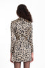 Beige Stand Collar Leopard Mini Dress