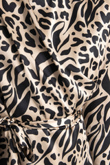 Gaiia Beige Stand Collar Leopard Mini Dress - Beige