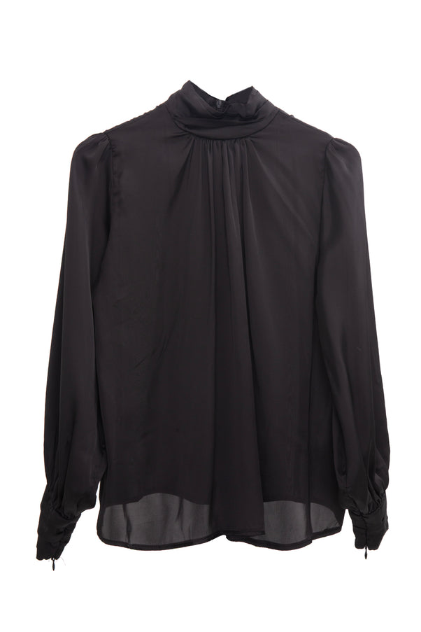 Balloon Sleeve Satin Blouse