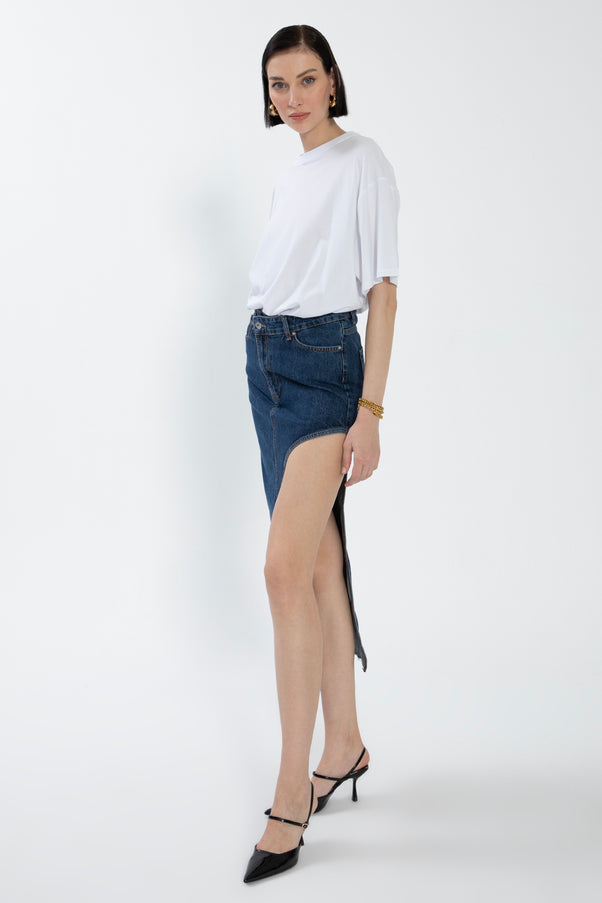 Blue Cutout Denim Miniskirt