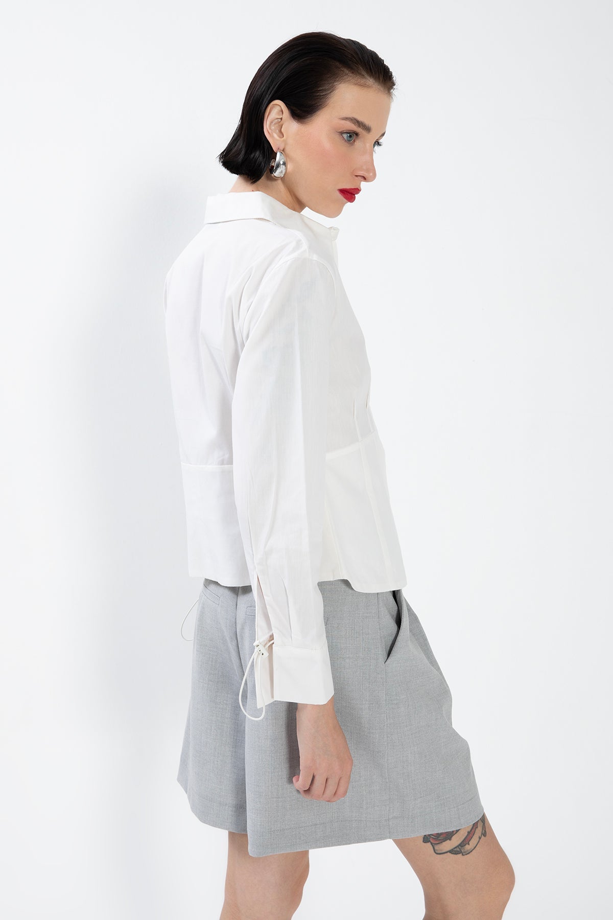 Gaiia White Darted Poplin Shirt