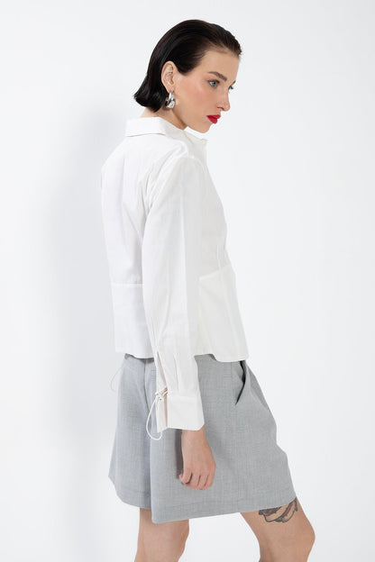 Gaiia White Darted Poplin Shirt