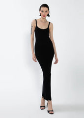 Gaiia Shoulder Straps Maxi Dress - Black