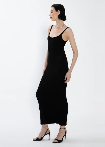 Gaiia Shoulder Straps Maxi Dress - Black