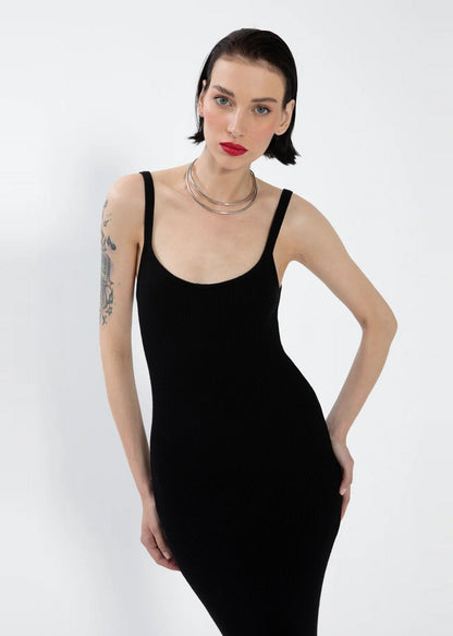 Gaiia Shoulder Straps Maxi Dress - Black