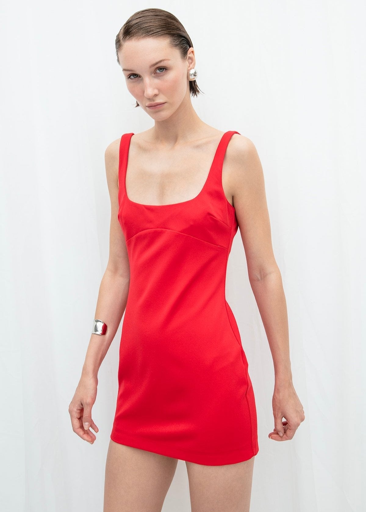 Gaiia Fitted Square-Neck Dress