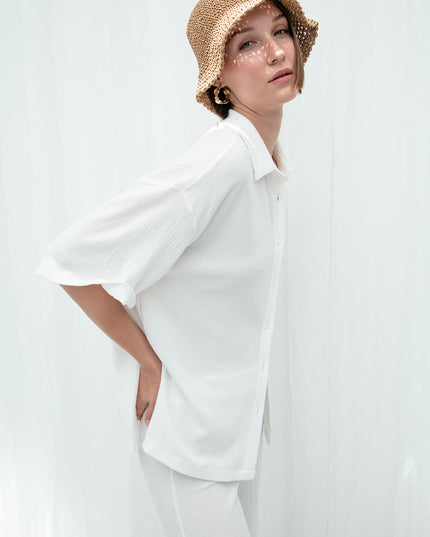 Panelled Oversized Viscose Shirt