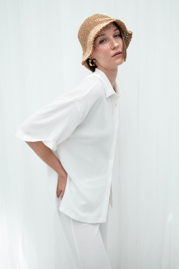 Panelled Oversized Viscose Shirt