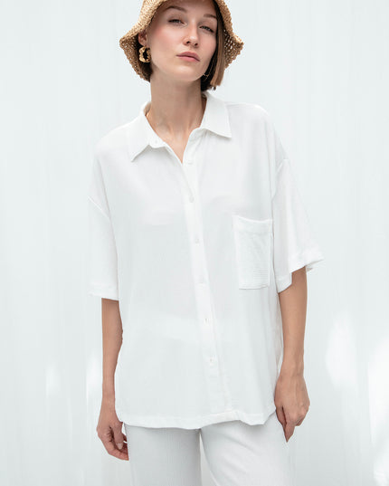 Panelled Oversized Viscose Shirt