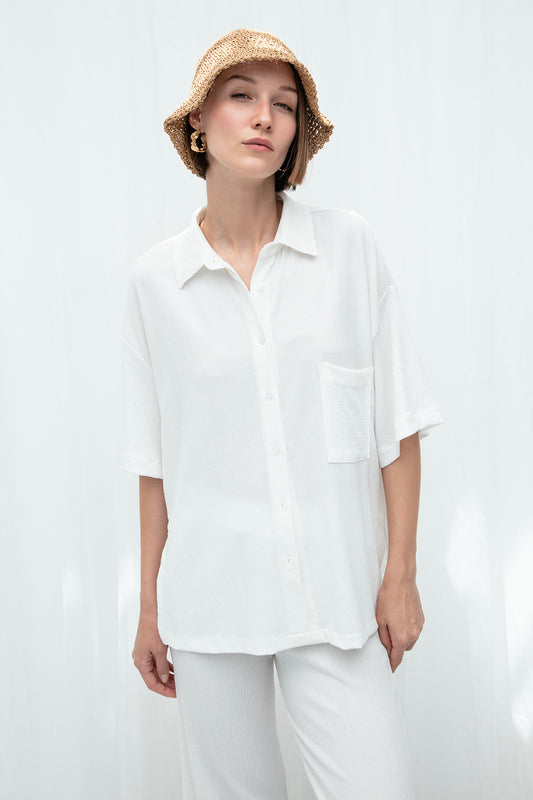 Panelled Oversized Viscose Shirt