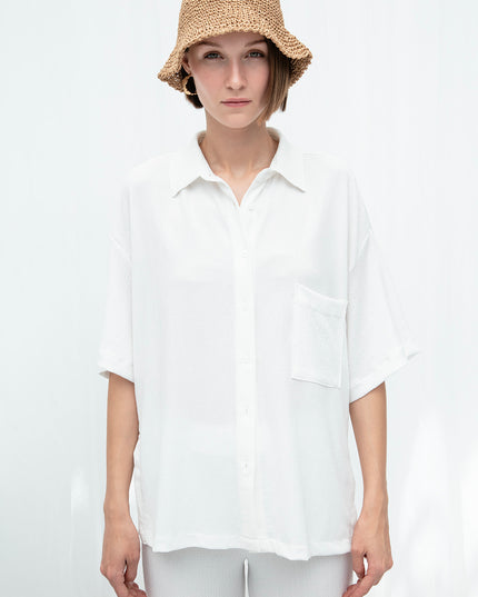 Panelled Oversized Viscose Shirt