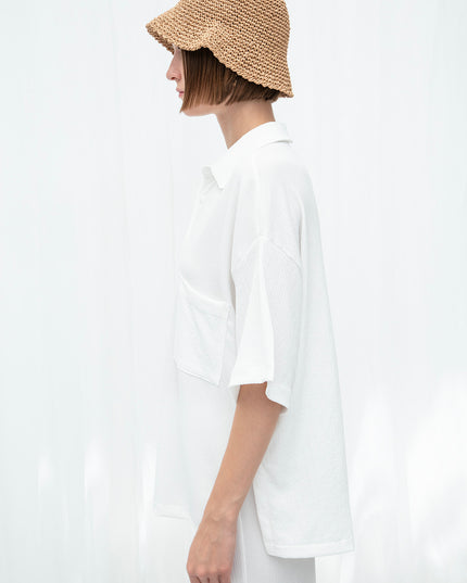 Panelled Oversized Viscose Shirt