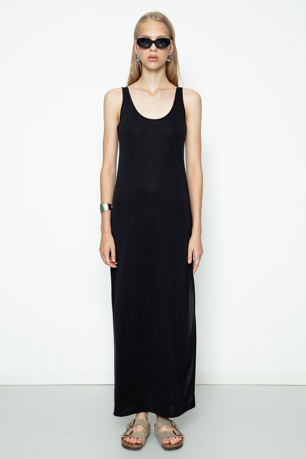 Gaiia Maxi Dress With Slit - Black