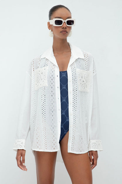 Gaiia Ecru Pocket Detailed Shirt - White