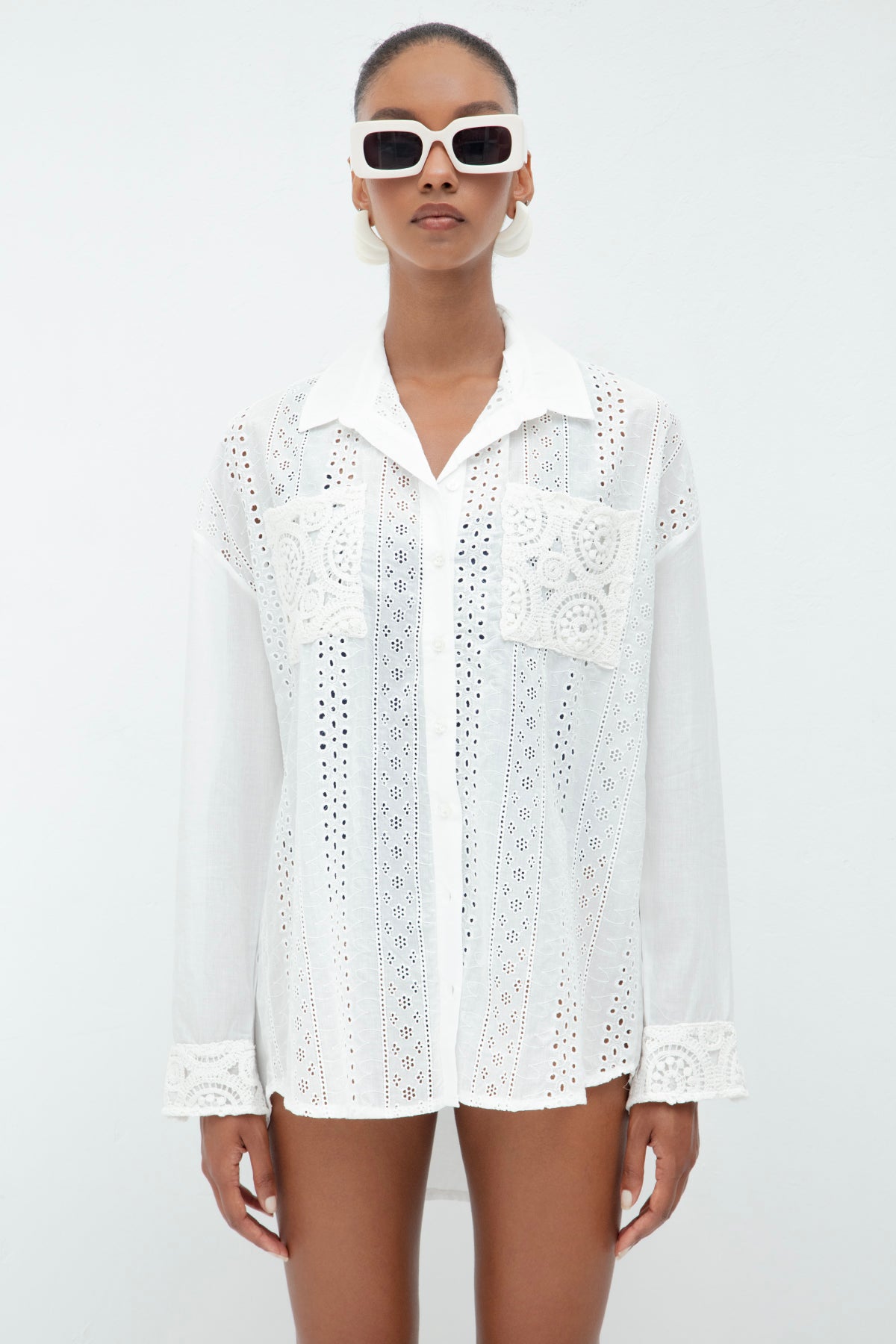 Gaiia Ecru Pocket Detailed Shirt - White