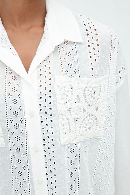 Gaiia Ecru Pocket Detailed Shirt - White
