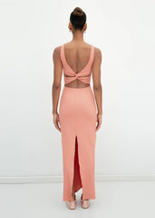 Gaiia Salmon Sleeveless Midi Pencil Dress