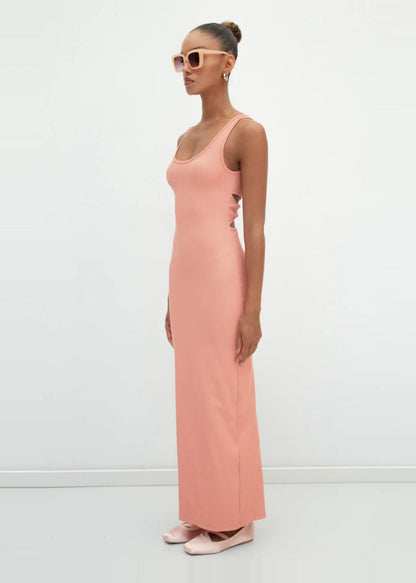Gaiia Salmon Sleeveless Midi Pencil Dress
