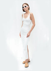 Gaiia Salmon Sleeveless Midi Pencil Dress