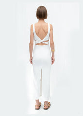 Gaiia Salmon Sleeveless Midi Pencil Dress