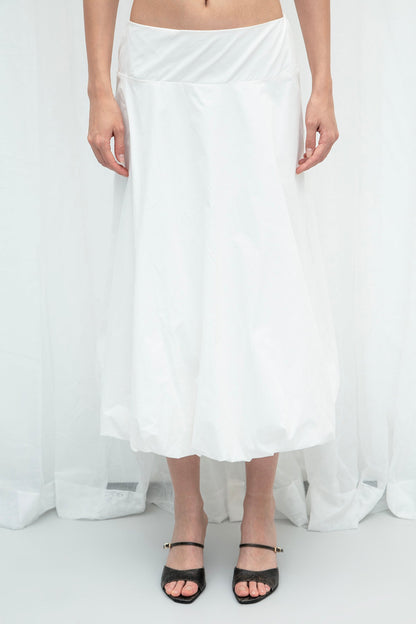 Gaiia White Cotton Midi Length Skirt