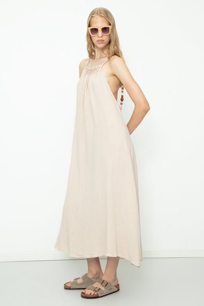 Gaiia Cotton Beaded Maxi Dress