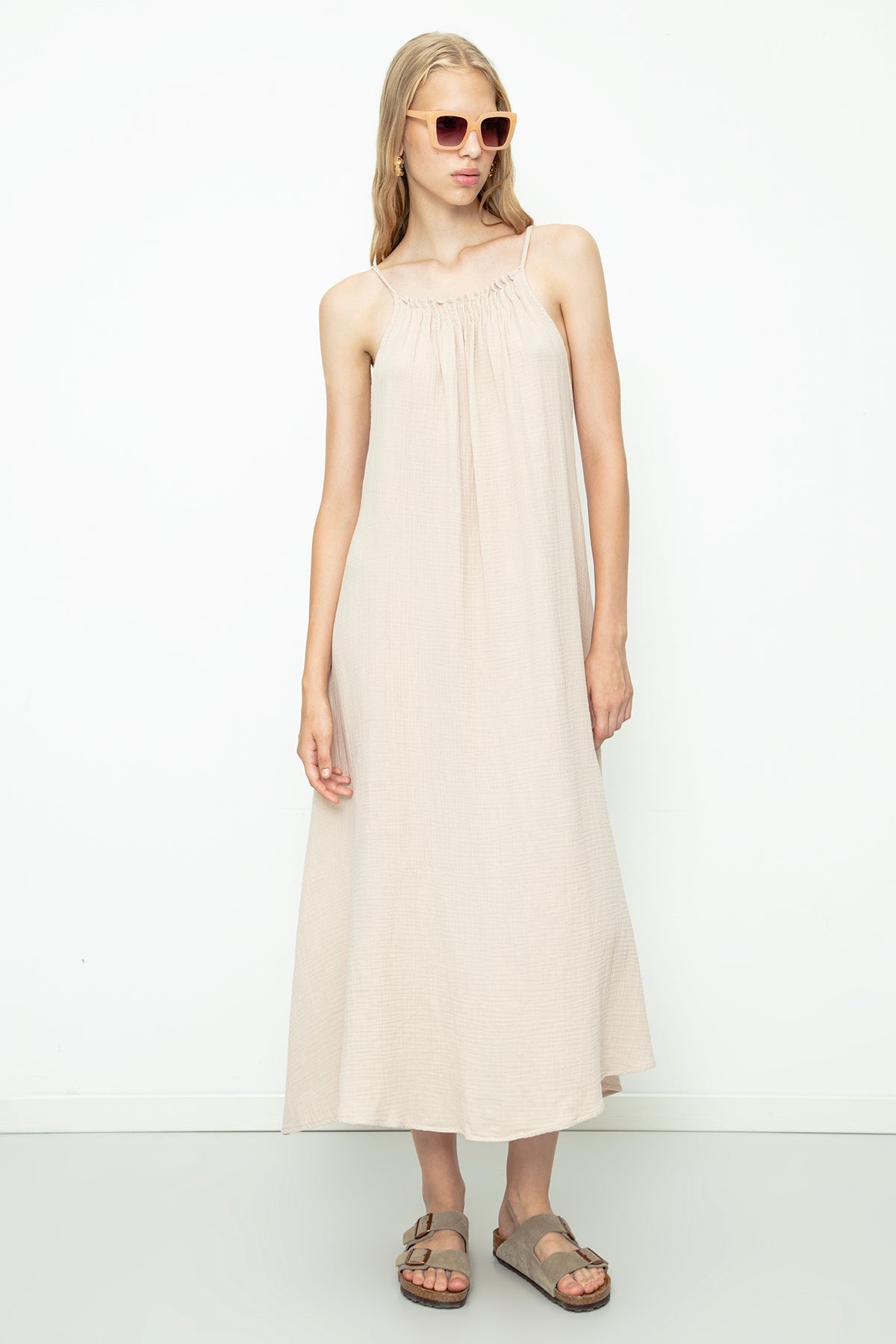 Gaiia Cotton Beaded Maxi Dress