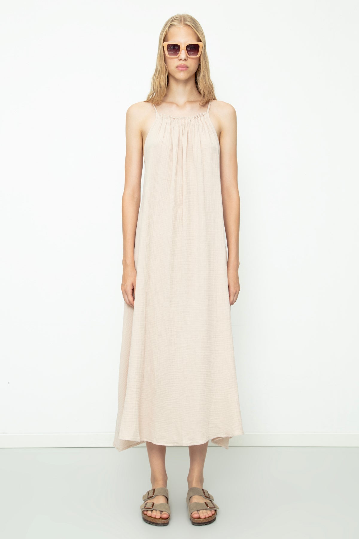 Gaiia Cotton Beaded Maxi Dress