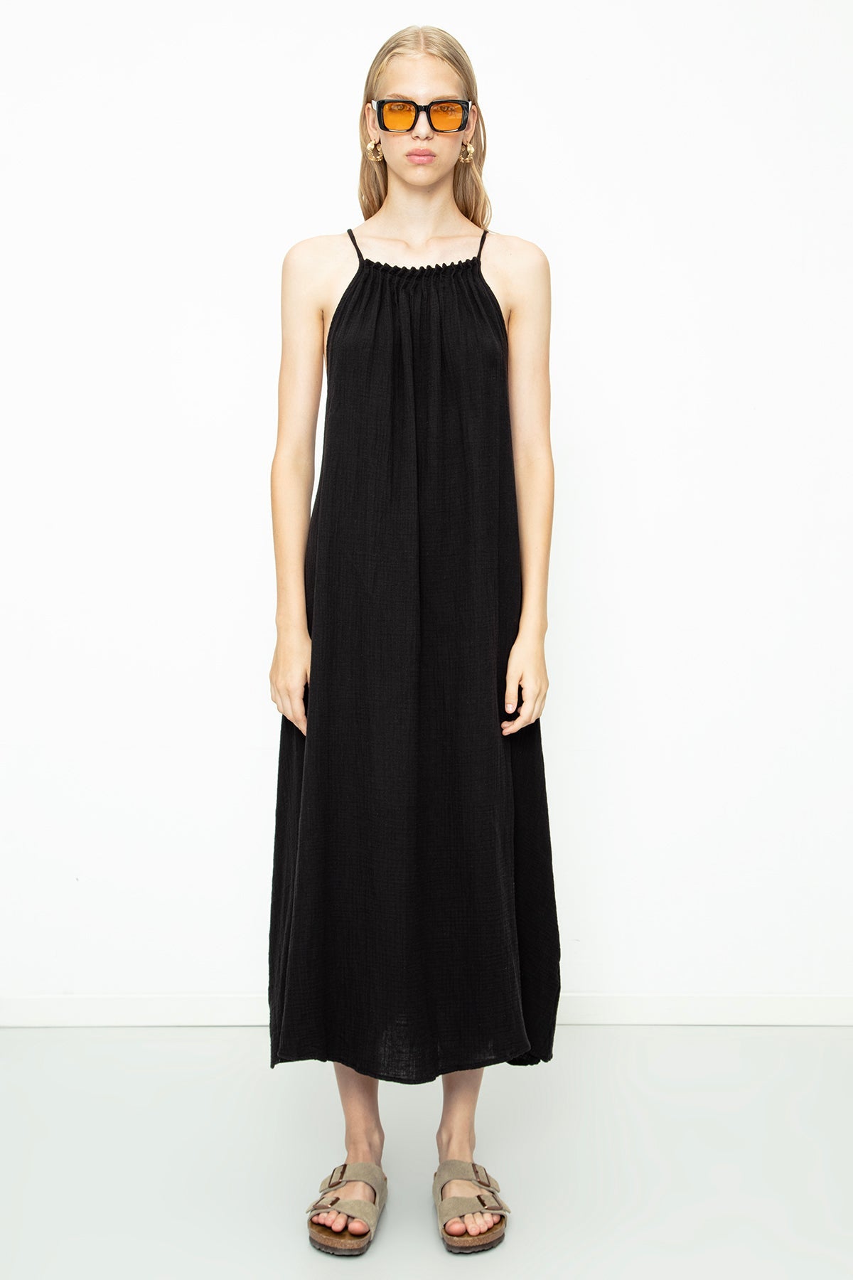 Gaiia Cotton Beaded Maxi Dress