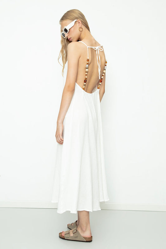 Gaiia Cotton Beaded Maxi Dress