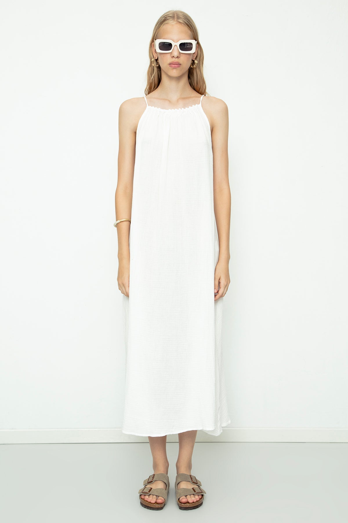 Gaiia Cotton Beaded Maxi Dress
