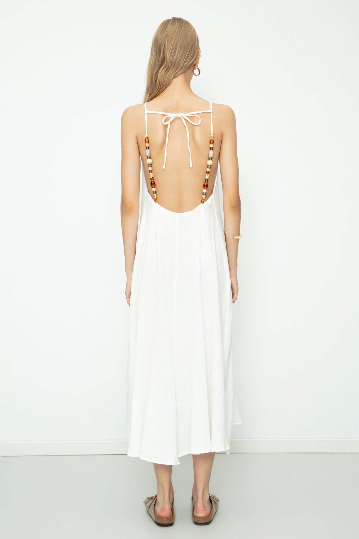 Gaiia Cotton Beaded Maxi Dress
