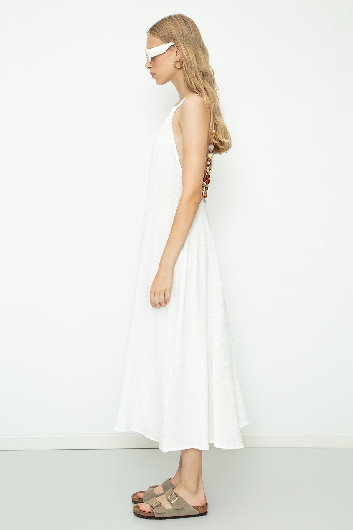 Gaiia Cotton Beaded Maxi Dress