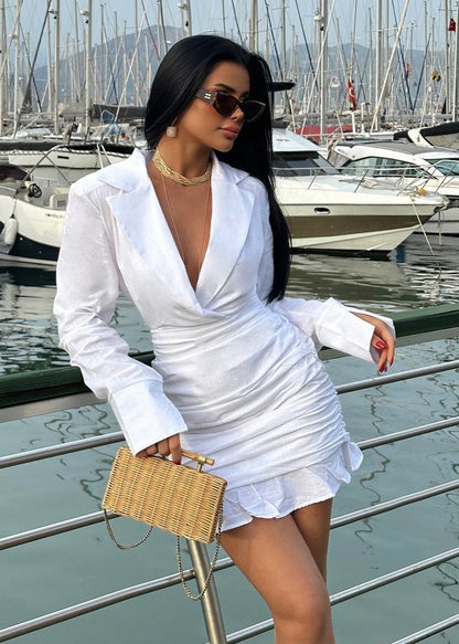 Gaiia Tahlia Shirt Collar Mini Dress