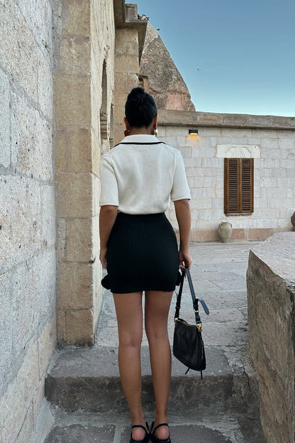 Gaiia Rose Detailed High Waist Mini Skirt