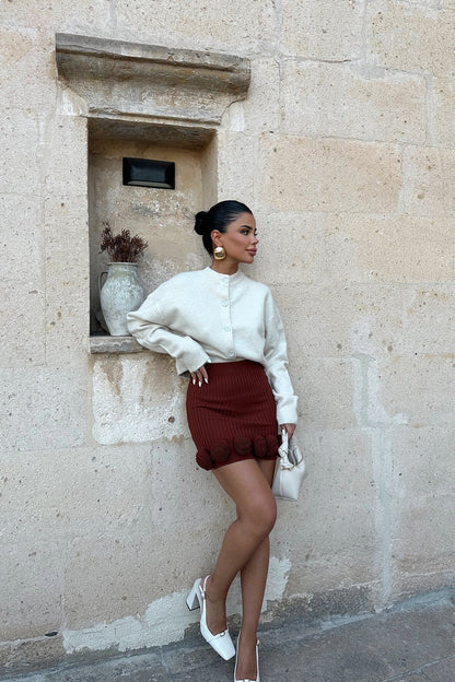 Gaiia Rose Detailed High Waist Mini Skirt