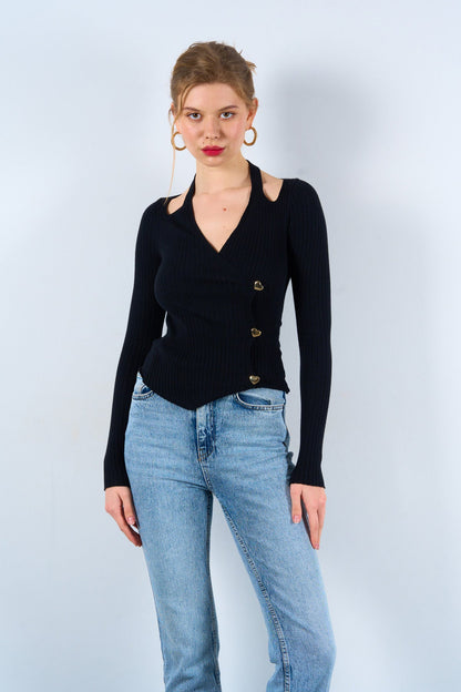 Gaiia Pullover With Heart Buttons