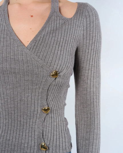 Pullover With Heart Buttons