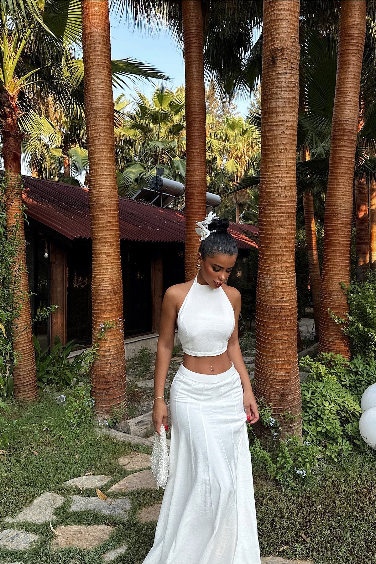 Gaiia Clea Upper And Bottom Co-Ord Set - White