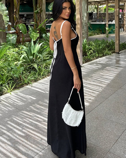 Halter Neck Black Long Amanda Dress